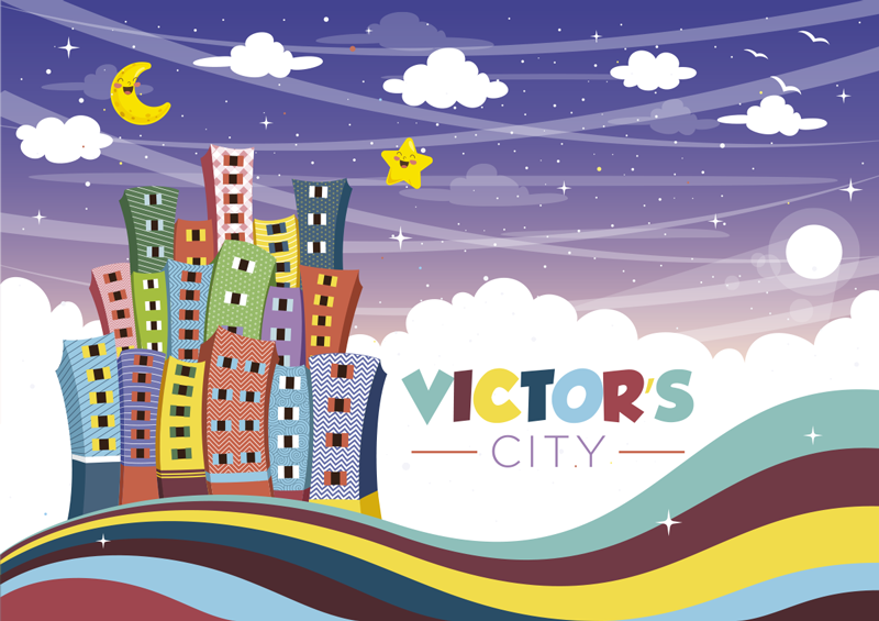 Alfombra de vinilo arcoiris paisaje urbano personalizable - TenVinilo