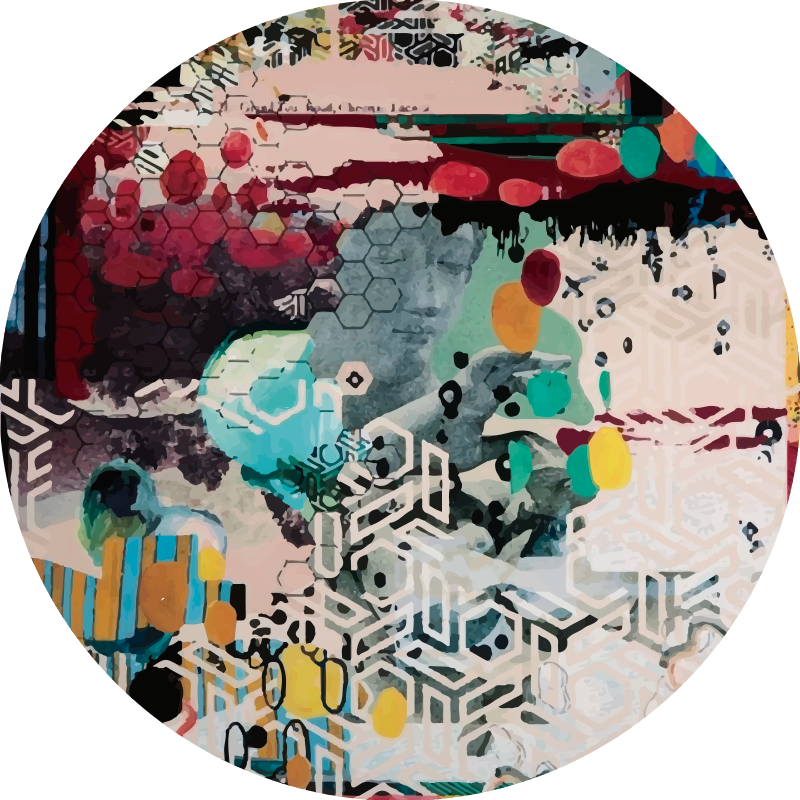 Alfombra vinílica moderna arte urbano multicolor - TenVinilo