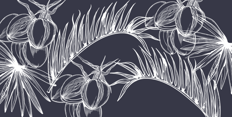 Alfombra vinílica flores arte lineal botánico - TenVinilo