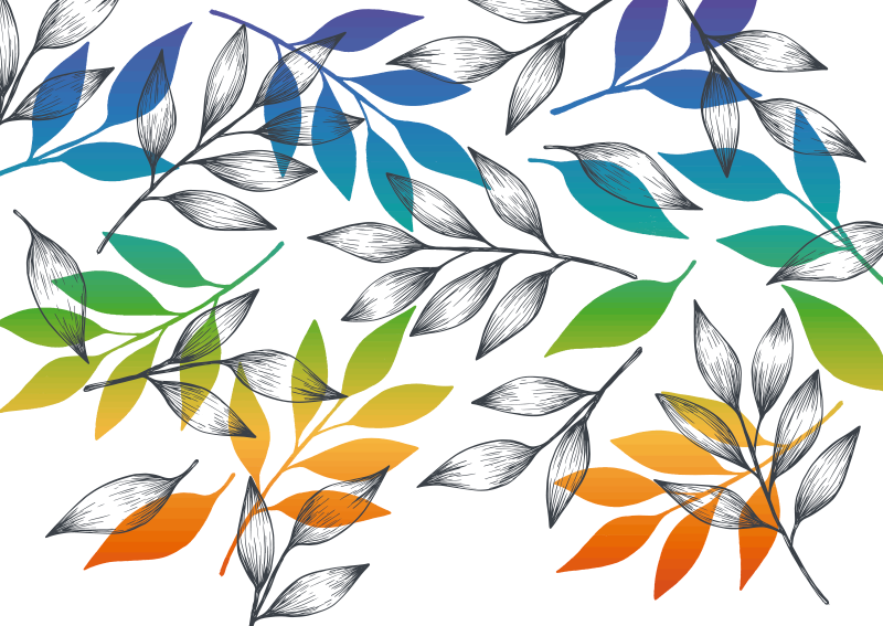 Alfombra vinilo salón moderna hojas arcoíris - TenVinilo