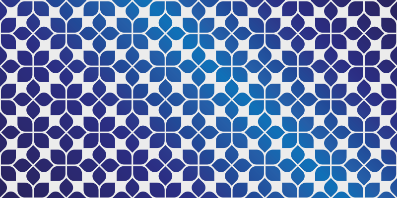 Alfombra vinilo azul mosaico flores - TenVinilo