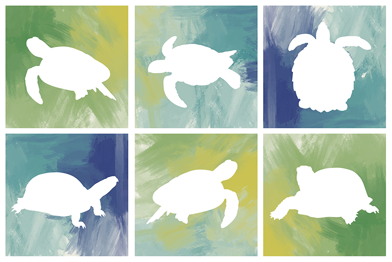 Alfombra vinílica animales mosaico de silueta de tortuga - TenVinilo