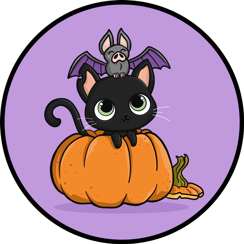 Alfombra vinílica halloween gato murciélago halloween - TenVinilo