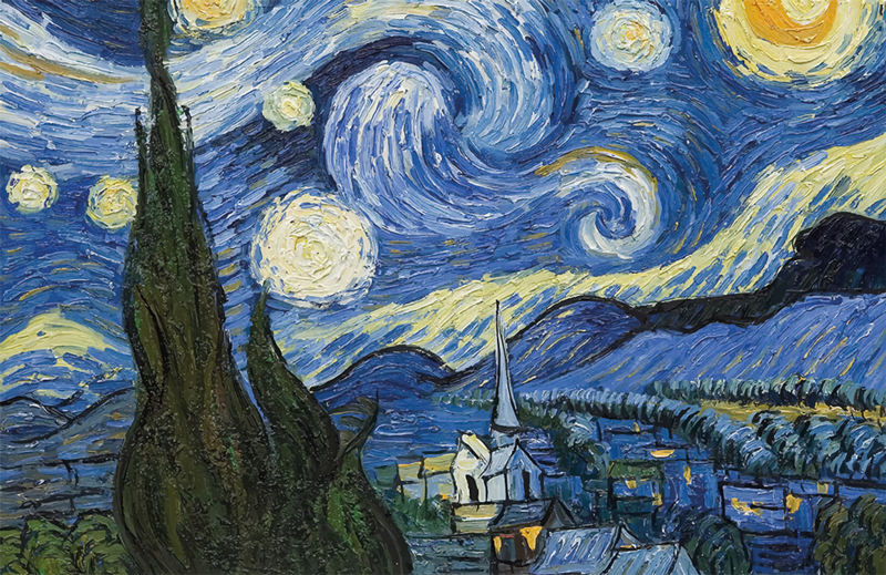 Alfombra vinílica naturaleza Noche Estrellada Van Gogh - TenVinilo