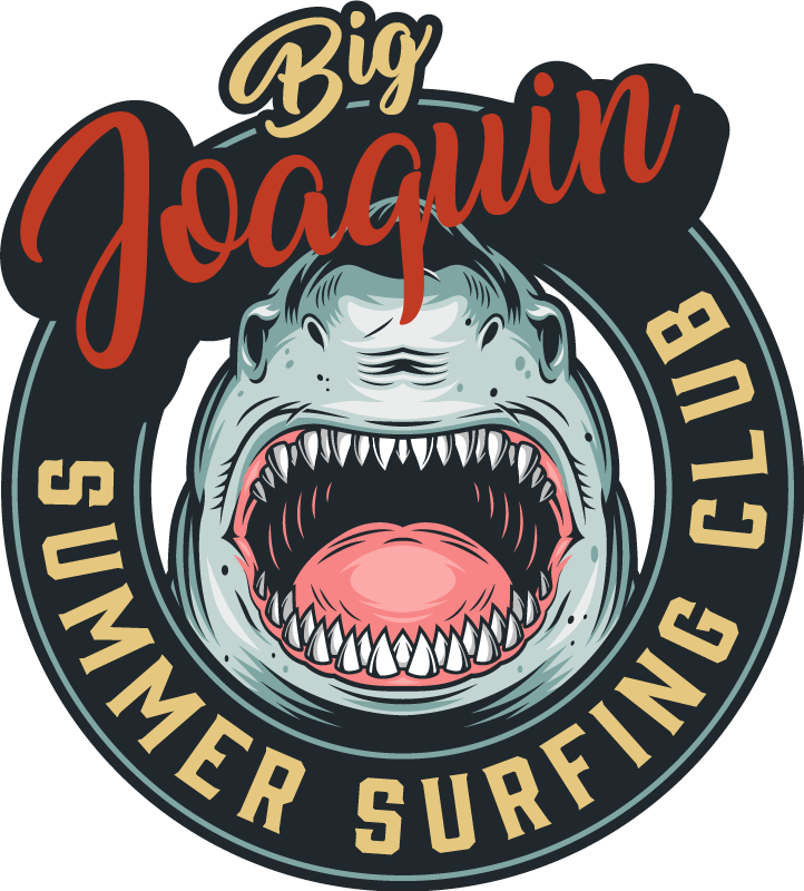 Alfombra vinílica personalizable emblema de surf de tiburón - TenVinilo