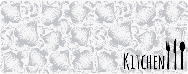 Alfombra vinílica cocina ajos y utensilios - TenVinilo