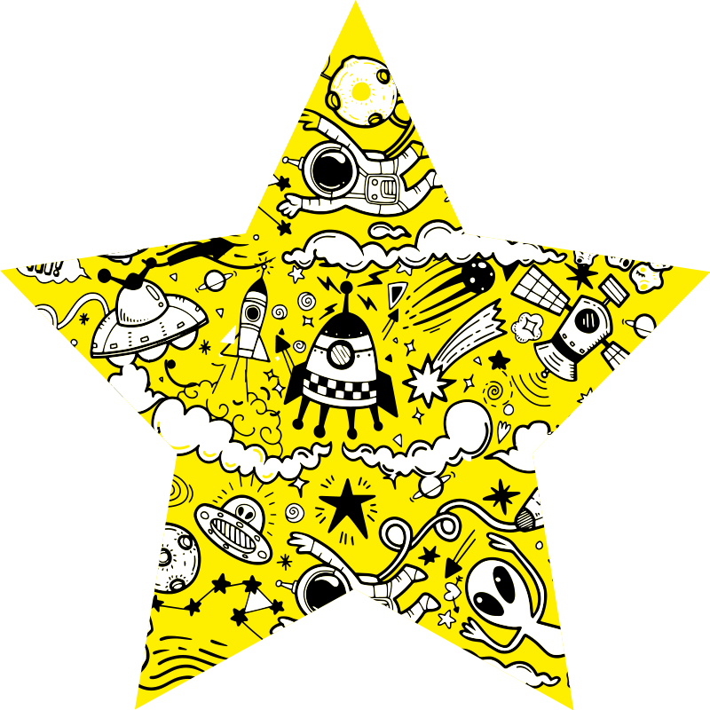 Alfombra vinílica infantil estrella alienígena garabato - TenVinilo