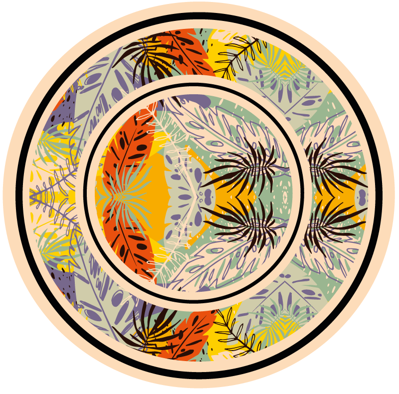 Alfombra vinílica flores motivo circular botánico - TenVinilo