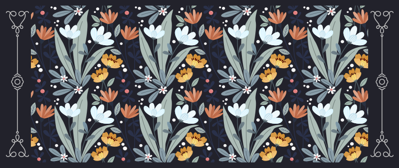 Alfombra vinílica flores patrón de arreglo floral - TenVinilo