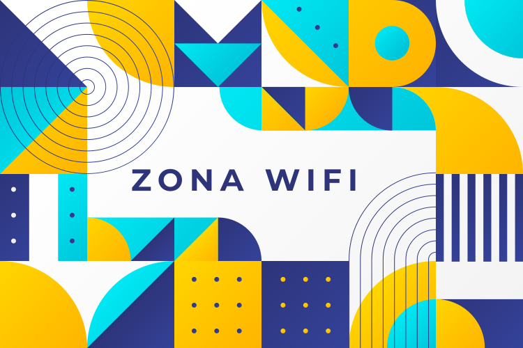 Alfombra vinílica frase zona de WiFi Diseño Geométrico - TenVinilo