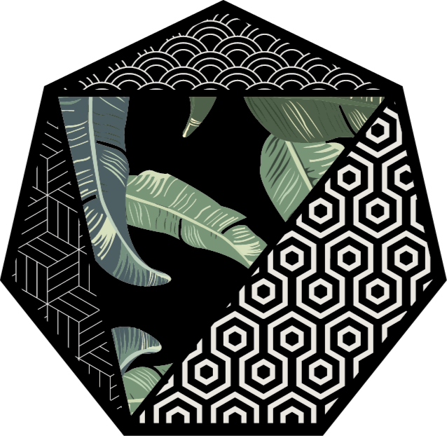 Alfombra vinilo flores hexágono botánico - TenVinilo