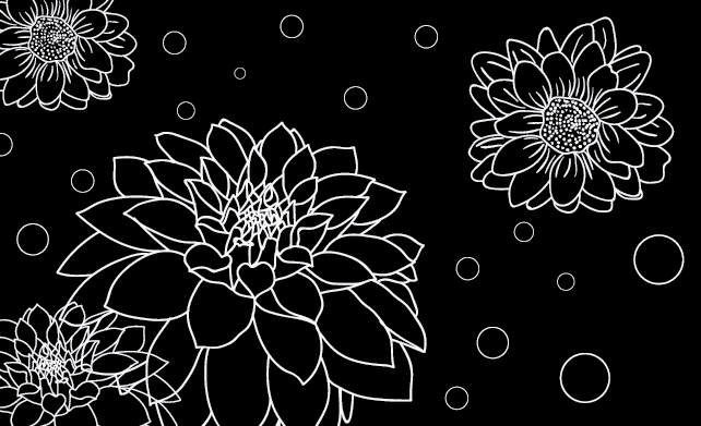 Alfombra vinílica flores contraste de contorno floral - TenVinilo