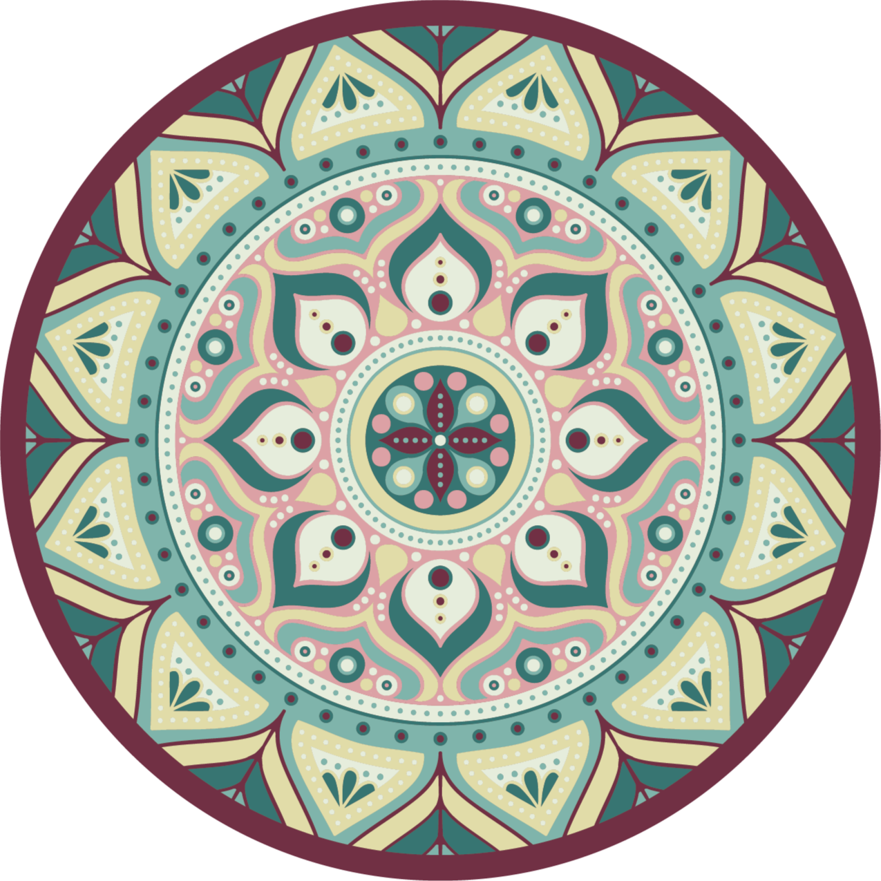 Alfombra vinílica mandala diseño circular - TenVinilo