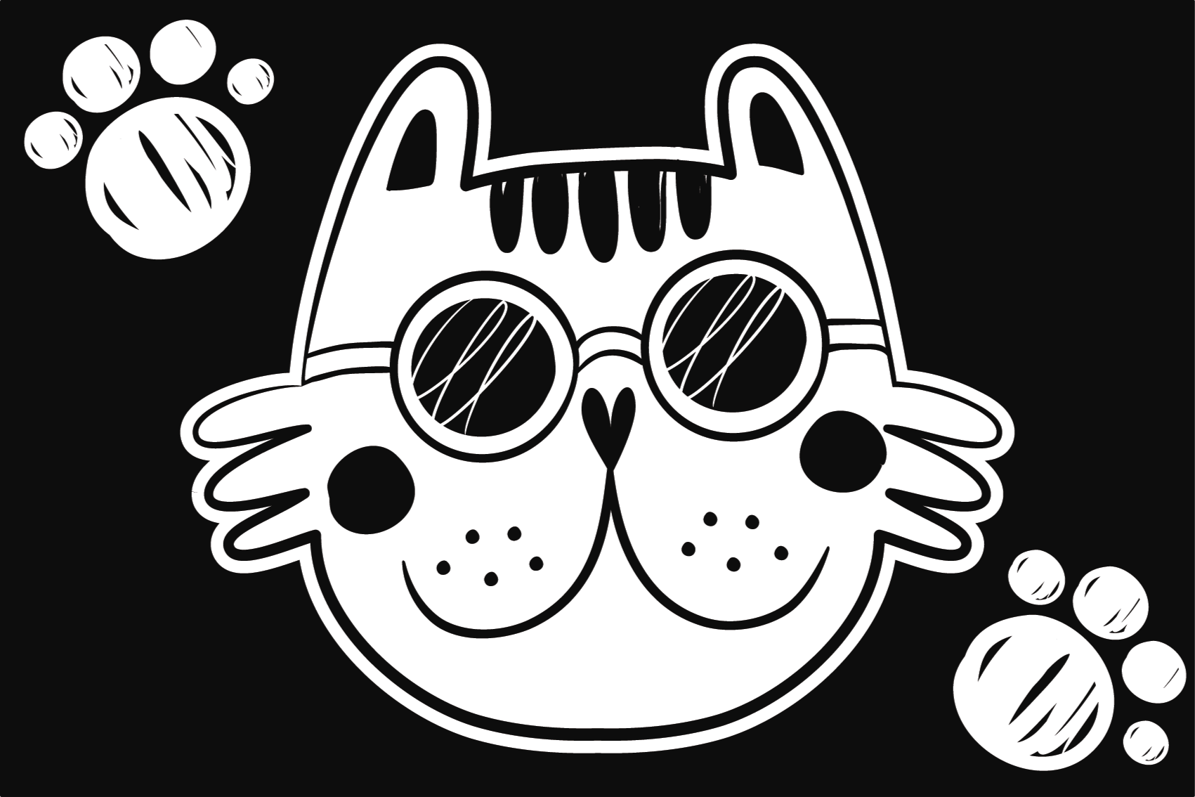 Alfombra vinílica infantil ilustración de gato de dibujos - TenVinilo