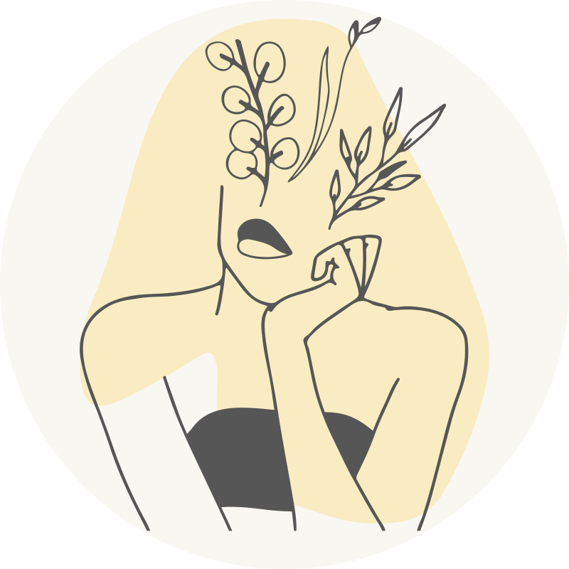 Alfombra vinílica flores arte lineal elegante - TenVinilo