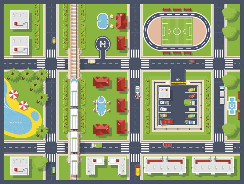 Alfombra carretera tapete de juego de ciudad - TenVinilo