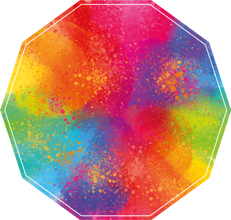 Alfombra vinílica efecto mármol hexágono salpicado colorido - TenVinilo