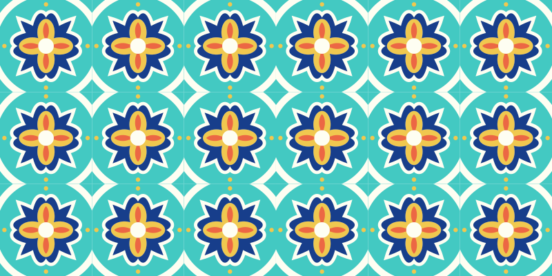 Alfombra hidráulica patrón de mosaico floral - TenVinilo