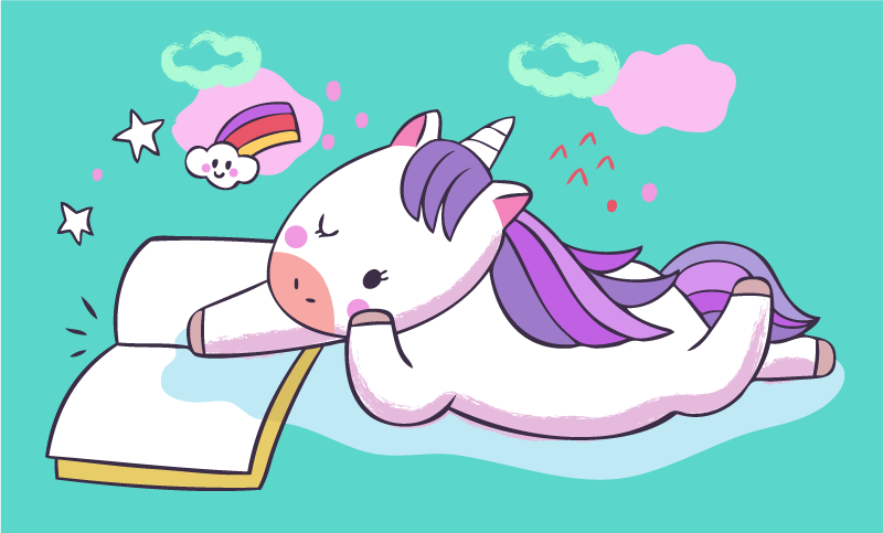 Alfombra vinílica infantil unicornio leyendo - TenVinilo