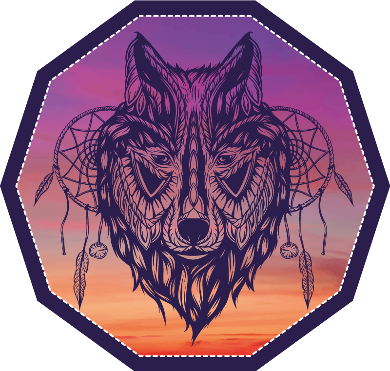 Alfombra vinílica animales ilustración de lobo octogonal - TenVinilo