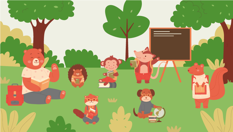 Alfombra vinílica infantil aula de la selva - TenVinilo