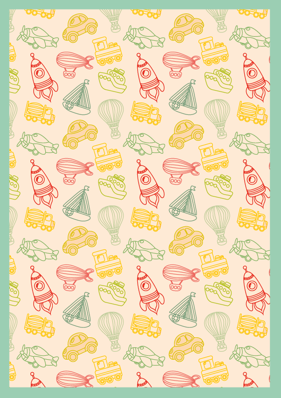 Alfombra vinílica infantil patrón de transporte lúdico - TenVinilo