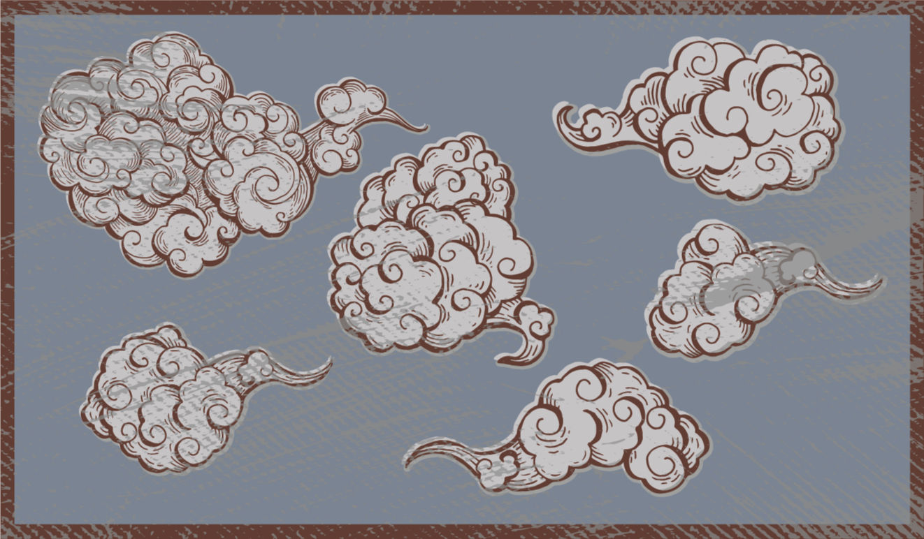 Alfombra vinílica dormitorio motivos de nubes adornadas - TenVinilo