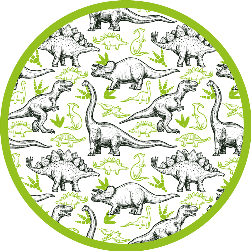 Alfombra vinílica infantil círculo de dinosaurios - TenVinilo