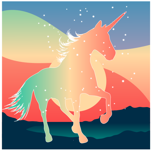 Alfombra vinílica infantil silueta de unicornio mágico - TenVinilo