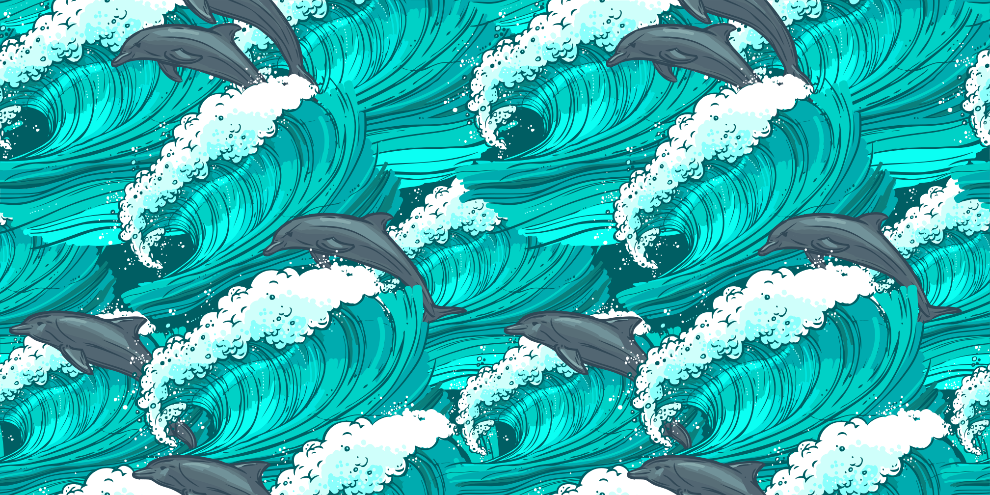 Alfombra vinílica animales motivo de onda de delfín - TenVinilo