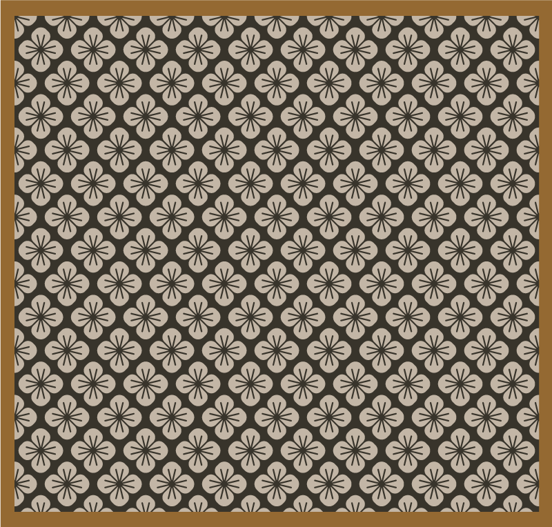 Alfombra vinílica cocina patrón flores marrón - TenVinilo