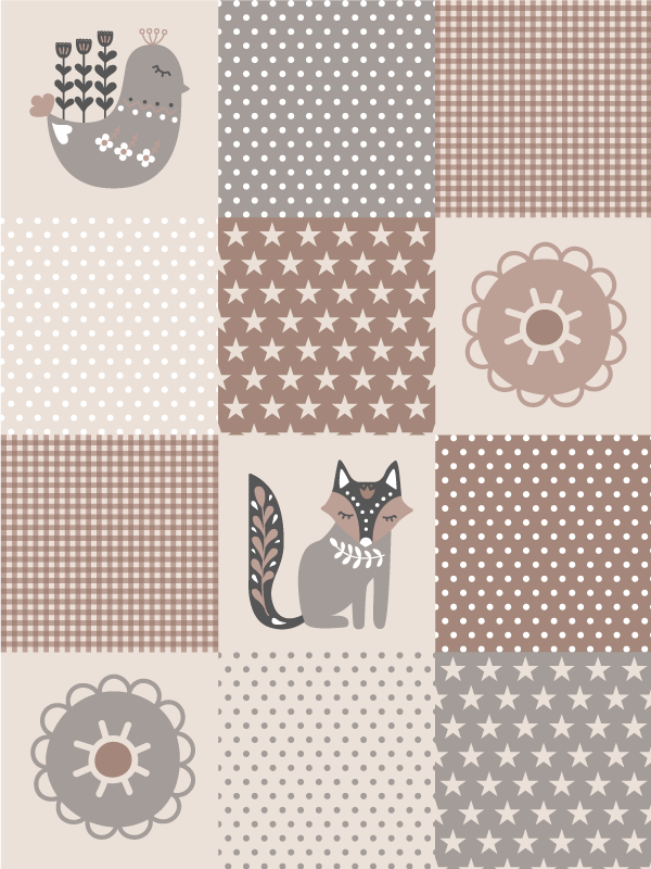 Alfombra vinílica infantil tiempo de juego de patchwork - TenVinilo