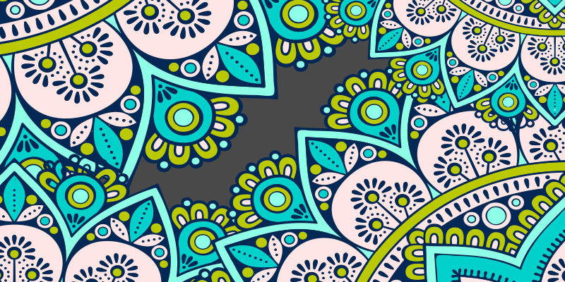 Alfombra vinílica mandala motivo botánico vibrante - TenVinilo