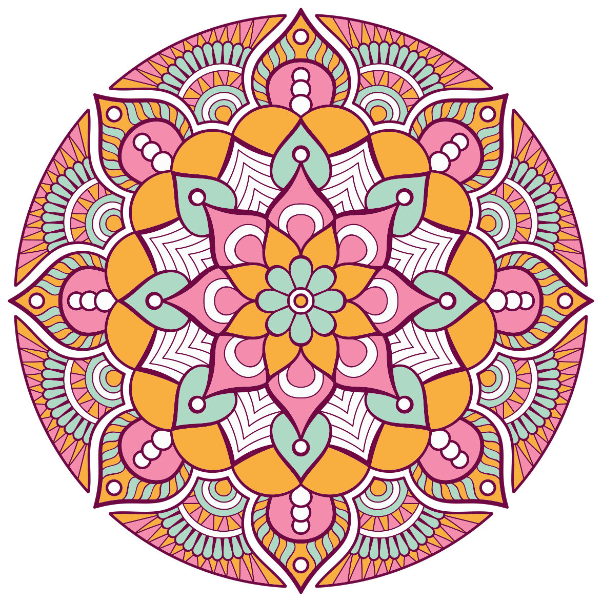 Alfombra vinílica mandala concepto floral animado - TenVinilo