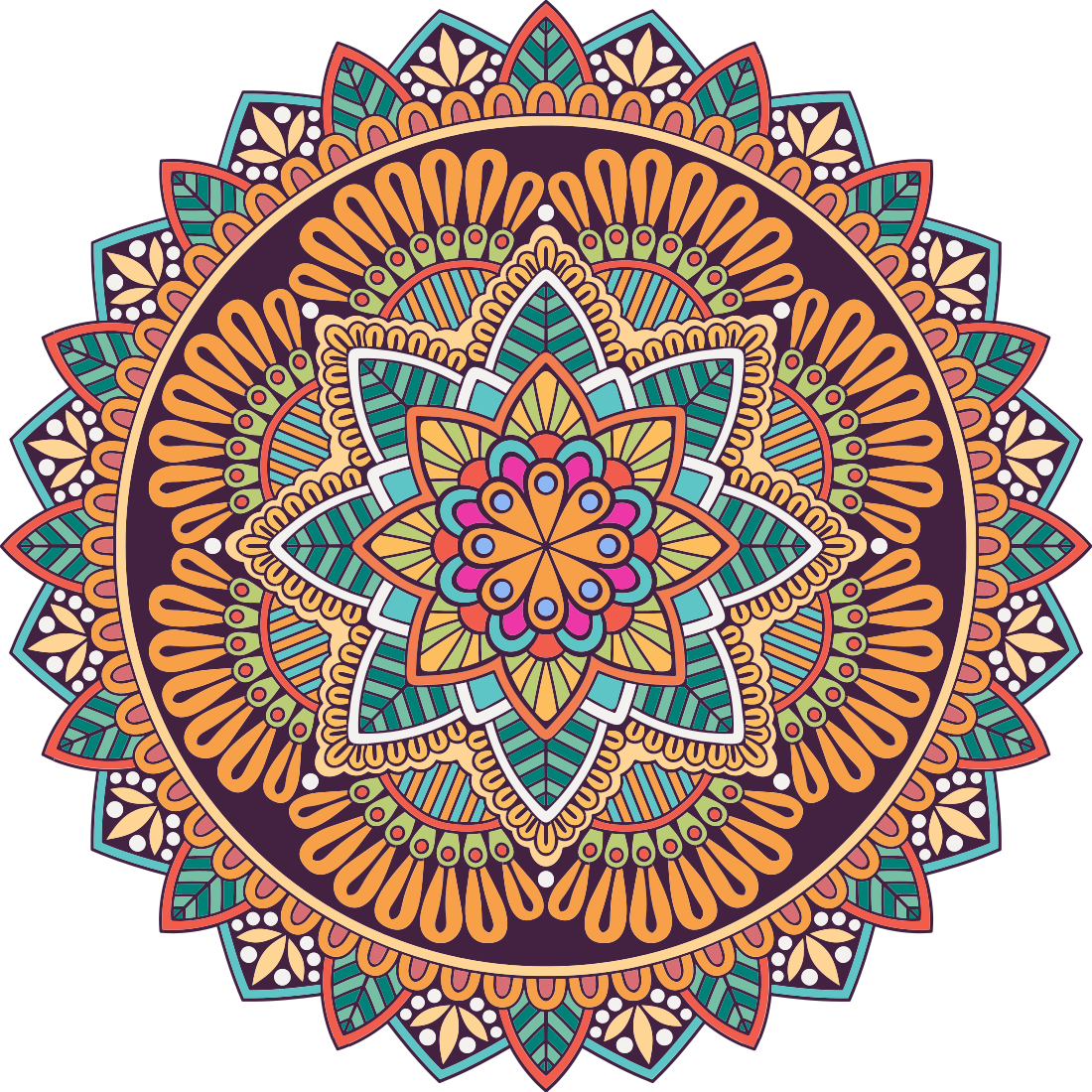 Alfombra vinílica mandala diseño mandala vibrante - TenVinilo