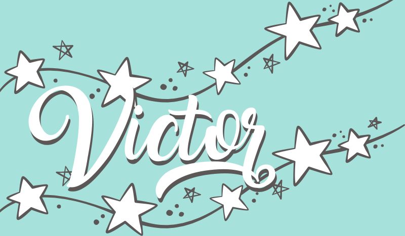 Alfombra vinilo azul estrellas con nombre  - TenVinilo