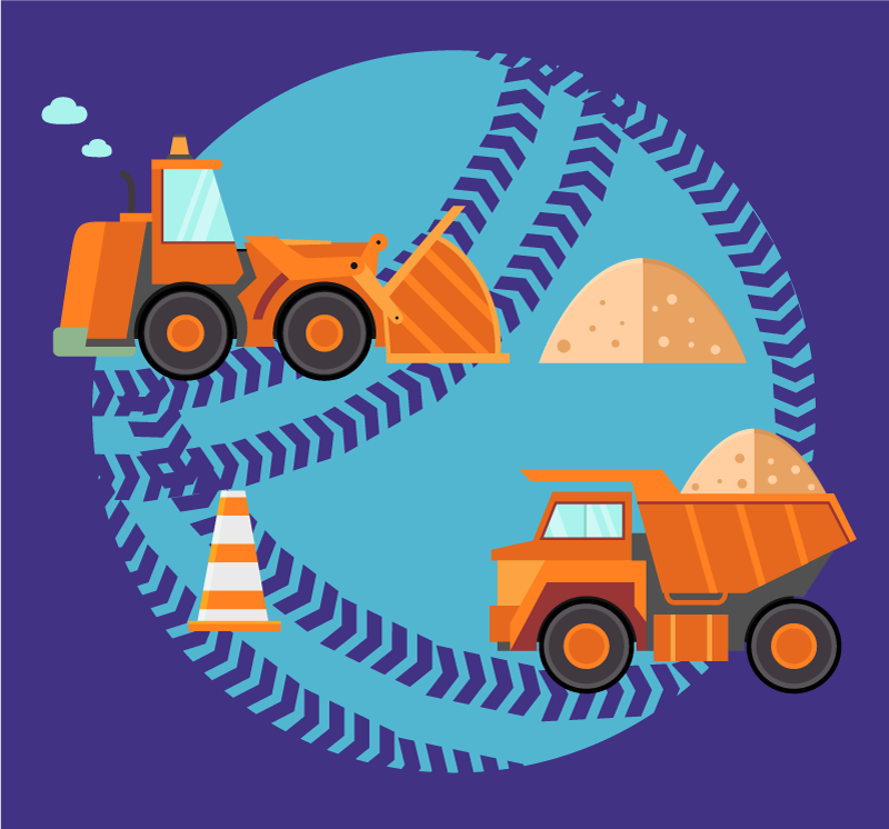 Alfombra vinílica infantil zona de juegos de construcción - TenVinilo