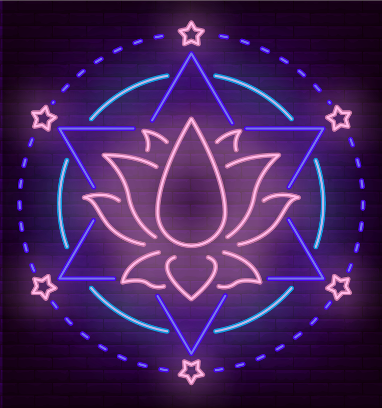 Alfombra vinílica mandala patrón mandala neón - TenVinilo