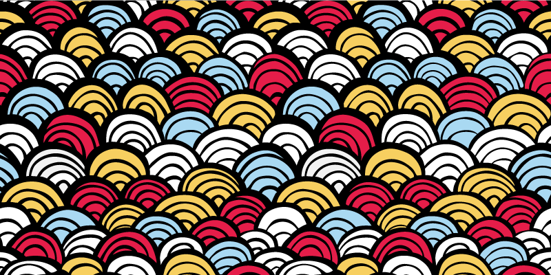 Alfombra vinílica geométrica semicírculos de colores - TenVinilo