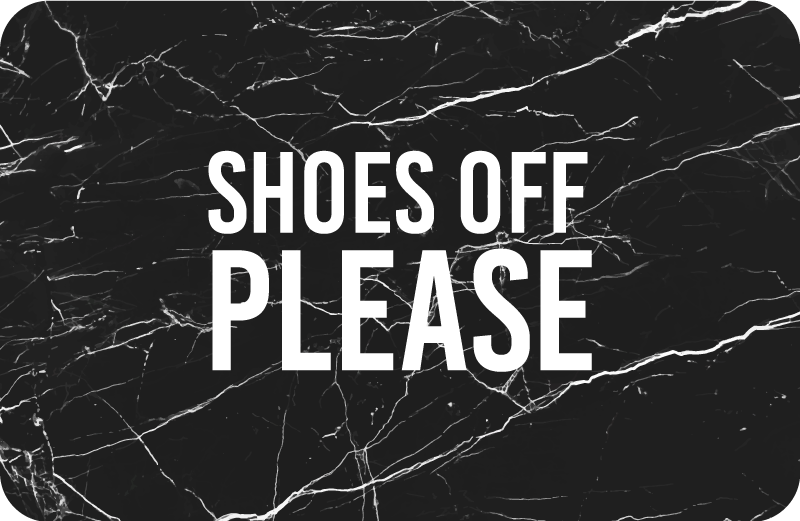 Alfombra vinílica efecto mármol zapatos fuera de la entrada - TenVinilo