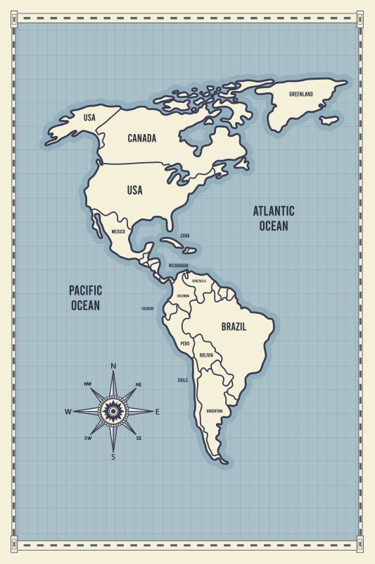 Alfombra vinílica mapamundi mapa de américa - TenVinilo