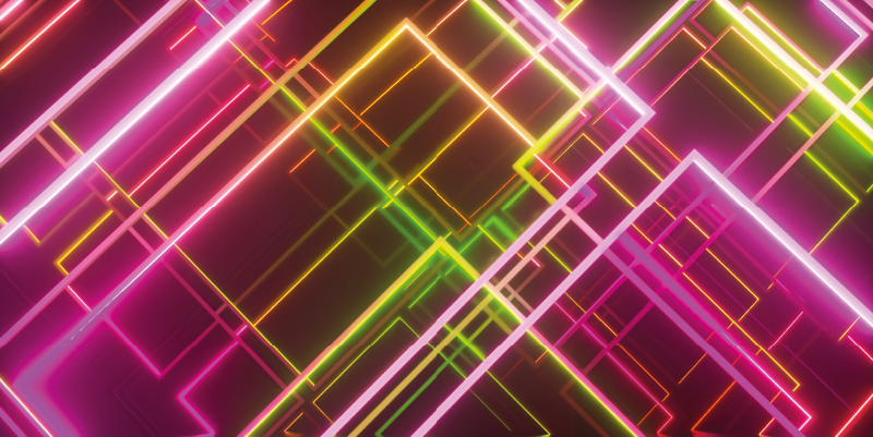 Alfombra vinílica moderna arte lineal de neón - TenVinilo