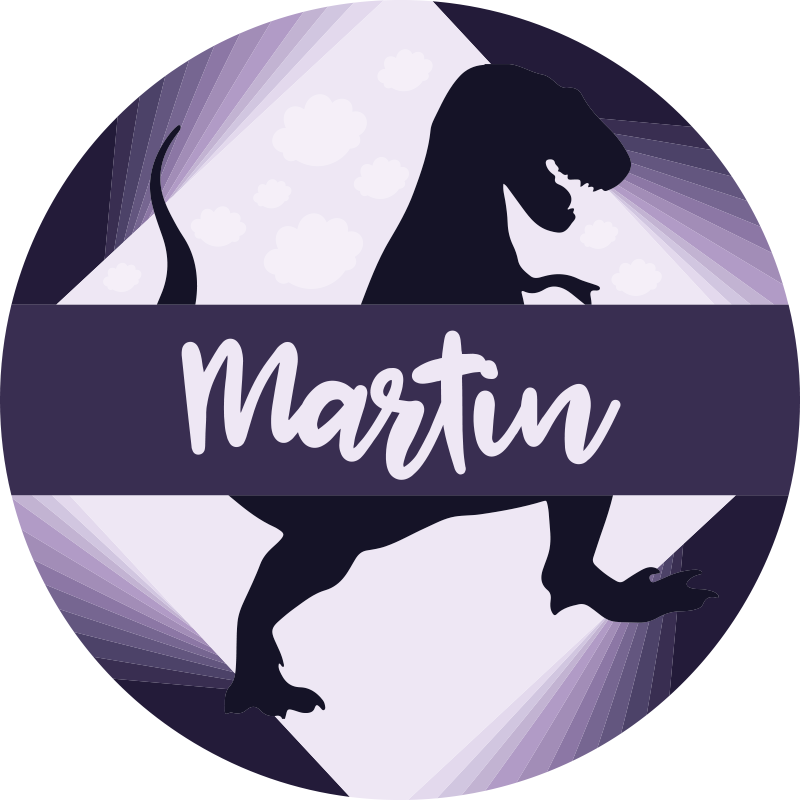 Alfombra vinílica infantil velociraptor con nombre - TenVinilo