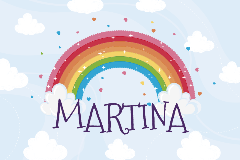 Alfombra vinílica infantil nombre personalizado arcoiris - TenVinilo