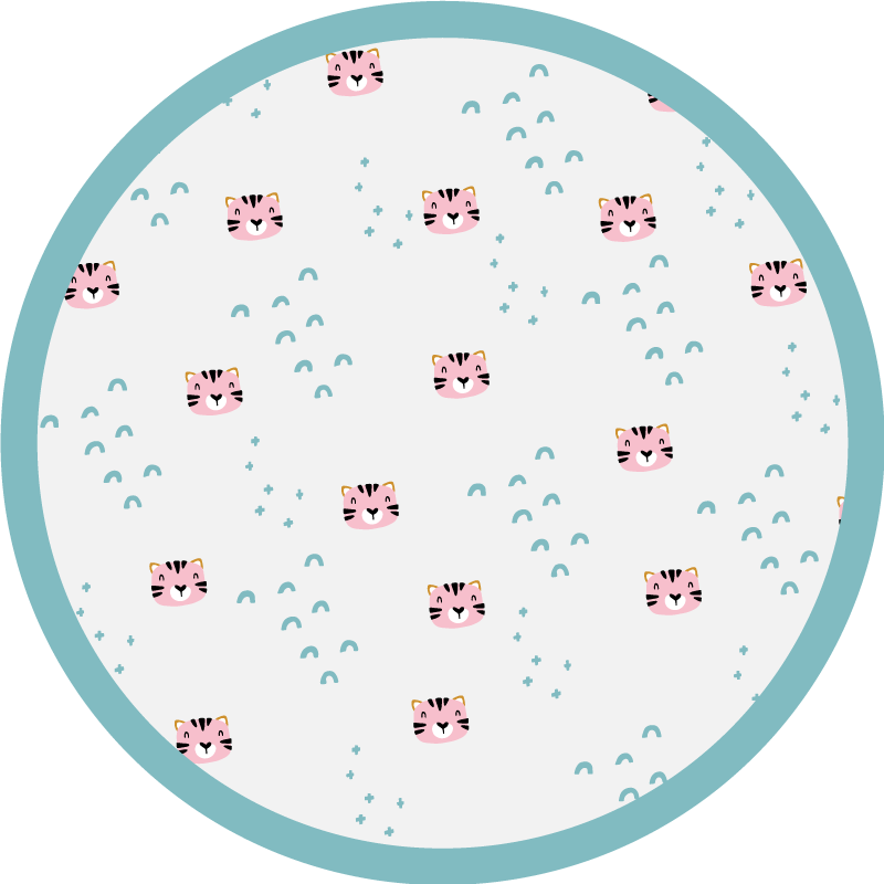 Alfombra vinílica infantil arcoíris azules y gatos rosados - TenVinilo