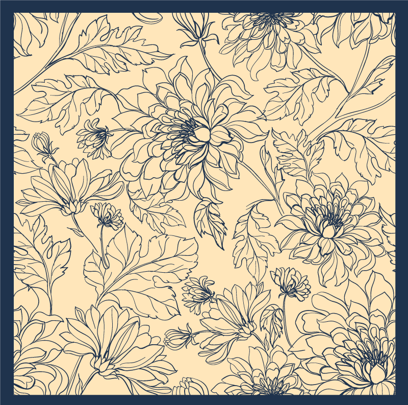 Alfombra vinilo salón elegante contorno floral - TenVinilo