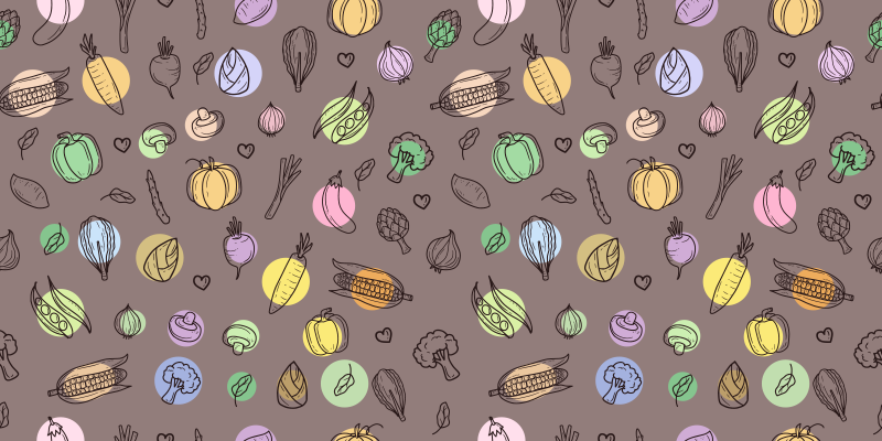 Alfombra vinilo cocina patrón de verduras de colores - TenVinilo