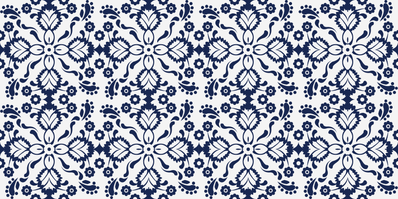 Alfombra hidráulica vinílica diseño floral azul y blanco - TenVinilo