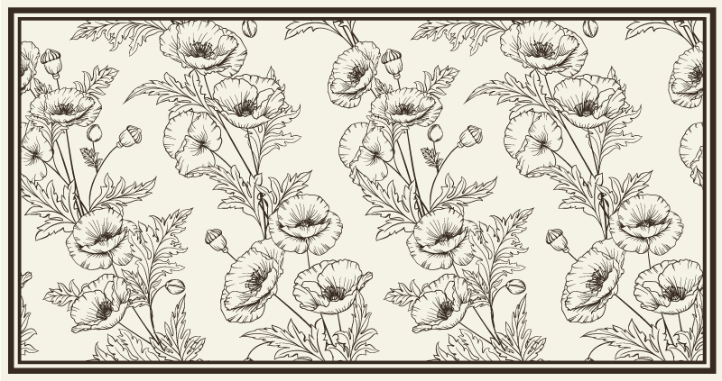 Alfombra vinilo salón patrón de contorno floral - TenVinilo