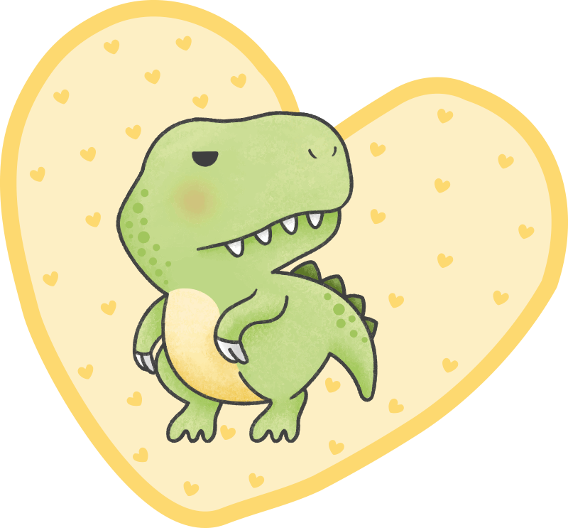 Alfombra vinílica infantil dinosaurio en forma de corazón - TenVinilo